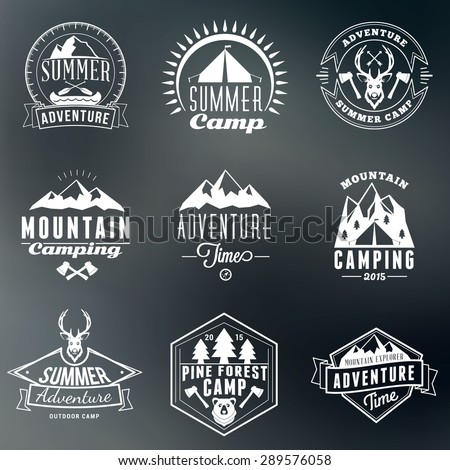 Summer Holidays Design Elements. Set of Hipster Vintage Logotypes and Badges on Colorful Background