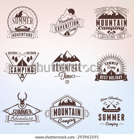 Summer Holidays Design Elements. Set of Hipster Vintage Logotypes and Badges
