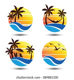 Summer holidays design Labels, Badges,emblem,vector illustration