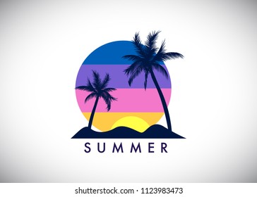 Summer holidays design Labels, Beach logo,  Badges, vector illustration