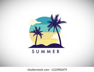 Summer holidays design Labels, Beach logo,  Badges, vector illustration