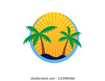 Summer holidays design Labels, Beach logo,  Badges, vector illustration