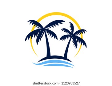 Summer holidays design Labels, Beach logo,  Badges, vector illustration