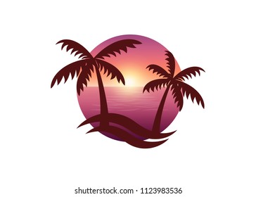 Summer holidays design Labels, Beach logo,  Badges, vector illustration