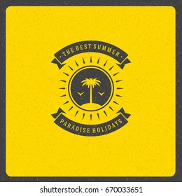 Summer holidays design on textured background vector illustration. Typography label or badge retro style for greeting card.