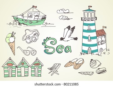 Summer Holidays Doodles! Vector illustration.
