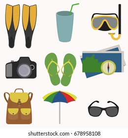 Summer holidays icon set.