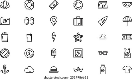 Summer holidays icons High-Quality Vector Icons Collection with Editable Stroke. Ideal for Professional and Creative Projects.