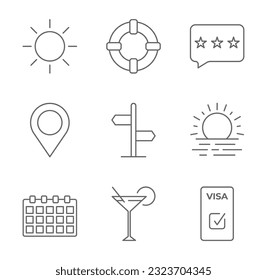 Summer and Holidays Icons. Thin line icon set. Vector illustration