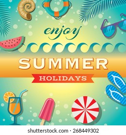 Summer holidays illustration & summer background