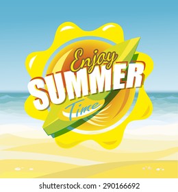Summer holidays illustration & beach background