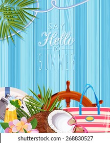 Summer holidays illustration with copyspace