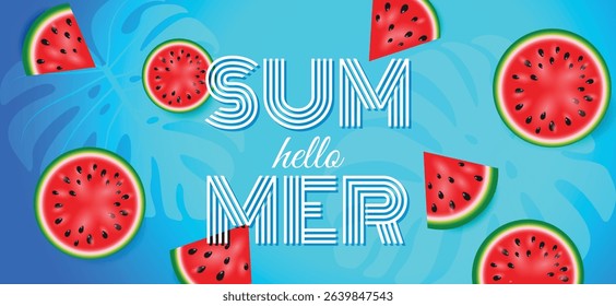 Summer holidays illustration, Hello summer layout banners design. poster, greeting card flyer header for website.