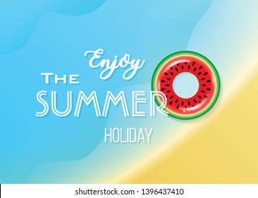 Summer holidays illustration, Hello summer with swim ring design.