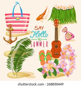 Summer holidays illustration. Set