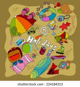 summer holidays isolated objects vector illustration