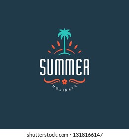 Summer holidays label or badge typography slogan design for poster or greeting card vector illustration.