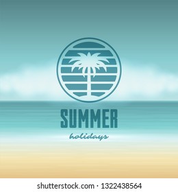 Summer holidays label or badge typography slogan design for poster or greeting card vector illustration.