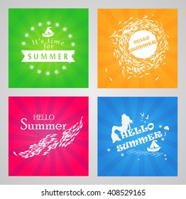 Summer holidays labels design elements and typography set