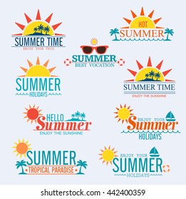 Summer Holidays Labels, Design Elements and Typography