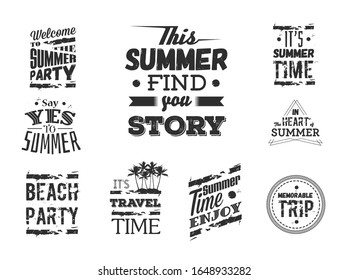 Summer holidays labels or emblems with sunrise. 
