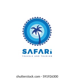 Summer holidays labels or logos, sky and waves in shades of colors for travel and tourism industry design