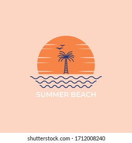 Summer holidays logo badge template vector illustration