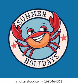 summer holidays logo with crab 