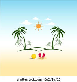 Summer holidays logo and label with cute design, vector illustration