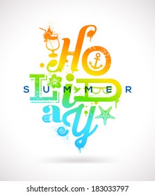Diseño de tipo multicolor de vacaciones de verano - ilustración vectorial