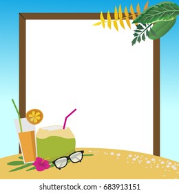 summer holidays on the beach with copy space background, vector illustration.