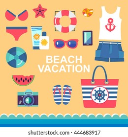 summer holidays on beach vector flat style illustration