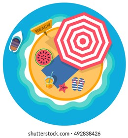 summer holidays on beach vector flat style illustration