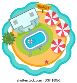 summer holidays on beach vector flat style illustration