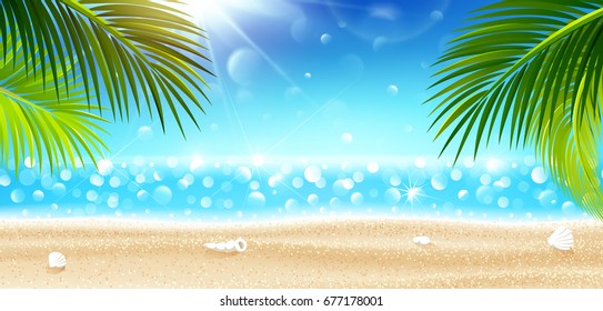 Summer holidays on tropical beach. Vector illustration