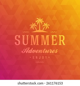 Summer holidays poster design. Abstract geometric colorful and typography message vector background. 