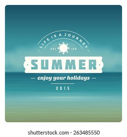 Summer holidays poster design. Beautiful blurred sunshine glowing bokeh light and typography message vector background. 