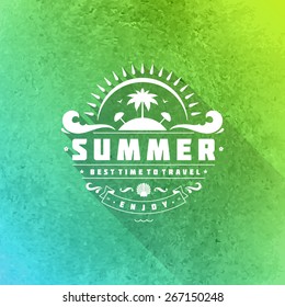 Summer holidays poster design. Beautiful colorful watercolor and typography message vector background. 
