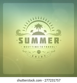 Summer holidays poster design. Greeting card glowing bokeh light and typography message vector background. 