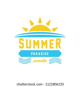 Summer holidays poster design on textured background vector illustration. Typography label or badge retro style for greeting card or advertising design.