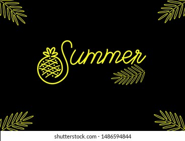 Summer holidays poster design on textured background and lettering composition of Summer Vacation isolated on black background.