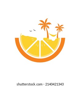 Summer holidays poster design on textured background vector illustration. Typography label or badge retro style for greeting card or advertising design. orange summer logo design