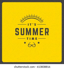 Summer holidays poster design on textured background vector illustration. Typography label or badge retro style for greeting card or advertising design. 