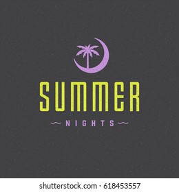 Summer holidays poster design on textured background vector illustration. Typography label or badge retro style for greeting card or advertising design.