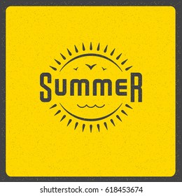 Summer holidays poster design on textured background vector illustration. Typography label or badge retro style for greeting card or advertising design.