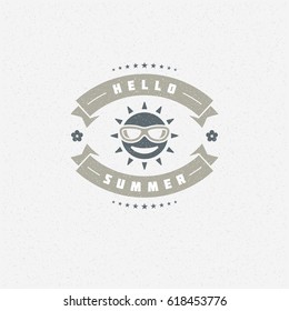Summer holidays poster design on textured background vector illustration. Typography label or badge retro style for greeting card or advertising design.