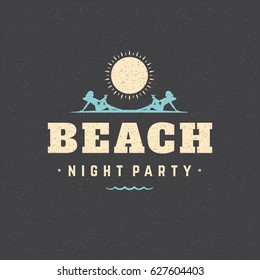 Summer holidays poster design on textured background vector illustration. Typography label or badge retro style for greeting card or advertising design.