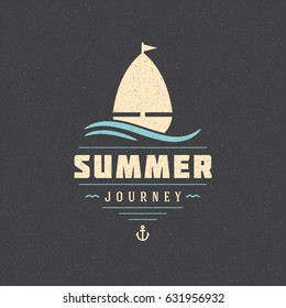 Summer holidays poster design on textured background vector illustration. Typography label or badge retro style for greeting card or advertising design.