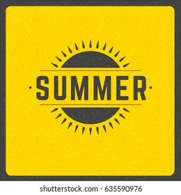 Summer holidays poster design on textured background vector illustration. Typography label or badge retro style for greeting card or advertising design.