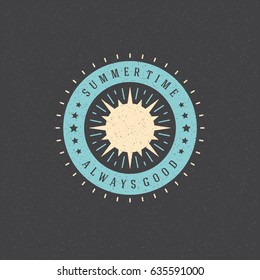 Summer holidays poster design on textured background vector illustration. Typography label or badge retro style for greeting card or advertising design.
